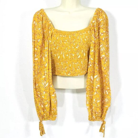 B.O.G. Collective Isabelle Crop Top Sz XL Balloon Sleeve Smocked Bodice NEW - Picture 2 of 8